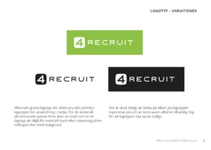 Exempel från grafisk profil för 4Recruit, logotyp.